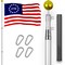 G128 Combo Pack: 16 Ft Telescoping Aluminum Flagpole (Silver) & Betsy Ross 1776 Flag 3x5 Ft, ToughWeave Series Embroidered 300D Polyester | Pole with Flag Included